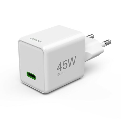 Hama Snellader USB-C PD/QC/GaN Super-Mini-Charger 45 W Wit