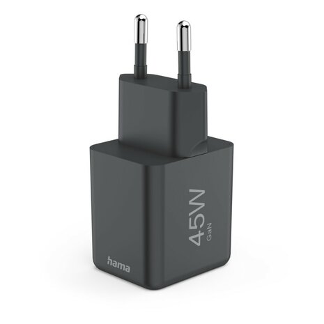 Hama Snellader USB-C PD/QC/GaN Super-Mini-Charger 45 W Zwart