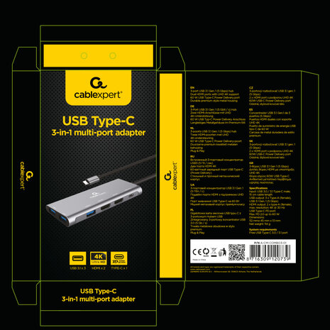 Cablexpert Gmb Usb-c Multi-poort 3-in-1