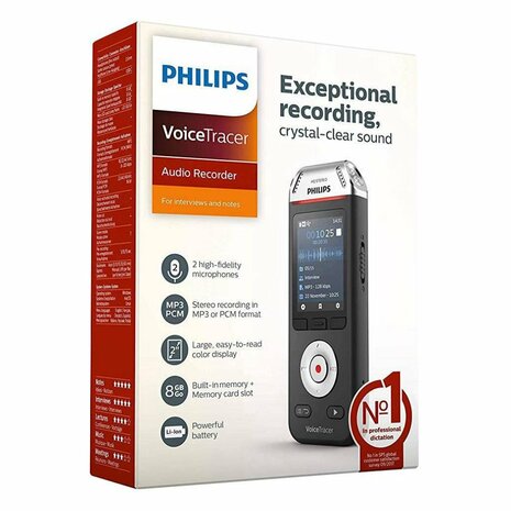 Philips DVT2110 VoiceTracer Audiorecorder Zwart/Zilver