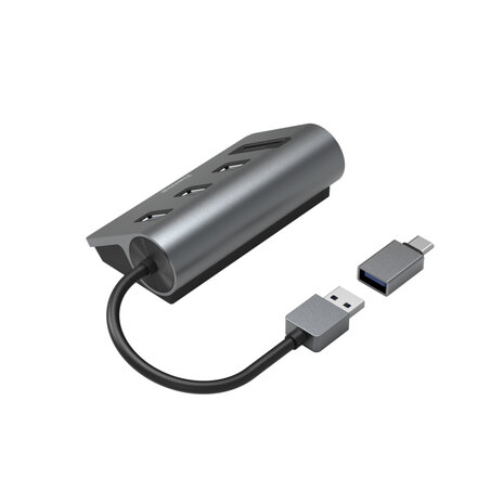 Hama OTG-hub/kaartlezer 5-poorts 3x USB-A SD MicroSD Incl. USB-C-adapter