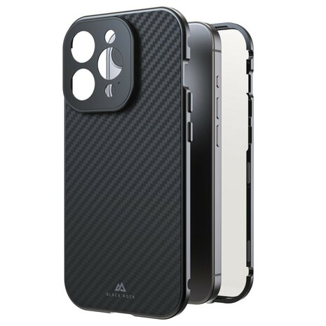 Black Rock 360 Glas Cover Voor Apple IPhone 15 Pro Real Carbon