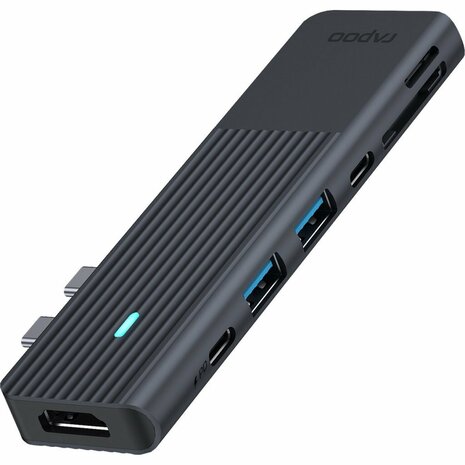 Rapoo USB-C 7in2 Multiport Adapter Zwart