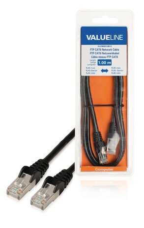 Valueline VLCB85210B10 Cat6 F/utp Netwerkkabel Rj45 (8/8) Male - Rj45 (8/8) Male 1.00 M Zwart