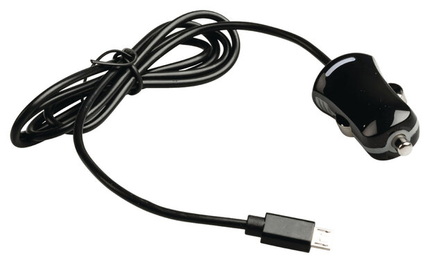 Valueline VLMB60890B10 Micro-usb-autolader Micro Usb Male - 12v Autoaansluiting 1,00 M Zwart 2.1a