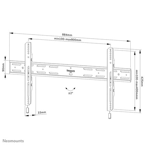 Neomounts WL30S-850BL18 Vlakke Wandsteun voor Schermen tot 86 Inch Zwart