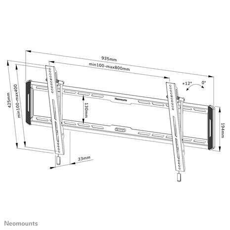 Neomounts WL35-550BL18 Kantelbare Wandsteun voor Schermen tot 86 Inch Zwart