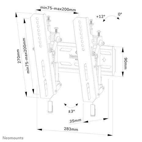 Neomounts WL35S-850BL12 Kantelbare Wandsteun voor Schermen tot 55 Inch Zwart