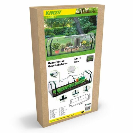 Kinzo Tunnelkas met Rits 130x60x50 cm Transparant/Groen