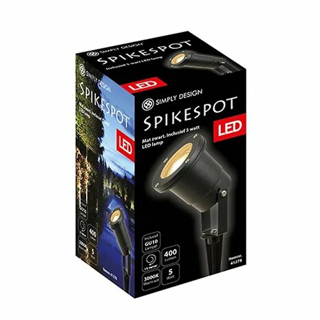 Simply Design LED Spikespot GU10 5W 3000K Zwart/Metaal