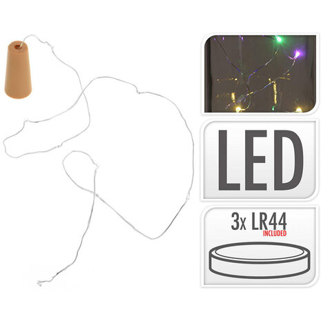 S.I.A. Flessenstop Lichtsnoer met 8 Multicolor LED Lampjes IP44