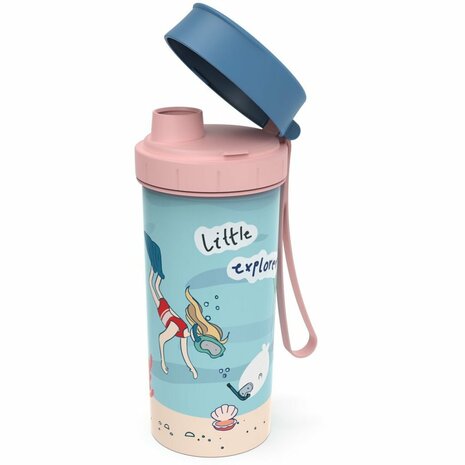 Rotho Memory Kids Schoolbeker To Go Kids Explorer 400 ml Blauw/Roze