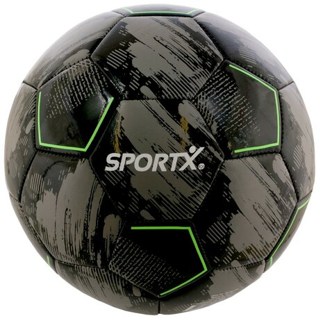 SportX Voetbal 22 cm 330-350 g Zwart/Grijs/Neon Groen