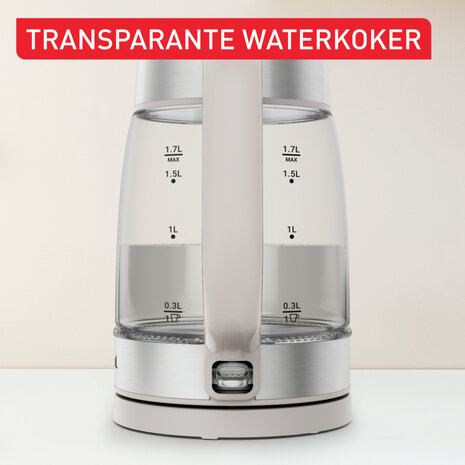 Tefal KI605B Glazen Waterkoker 1.7L 2200W Grijs/RVS