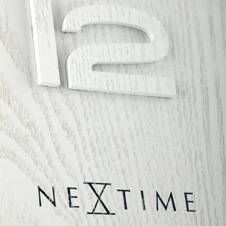 NeXtime NE-3095WI Wandklok Dia. 53 X 3 Cm, Hout, Wit, 'Wood Wood Big'