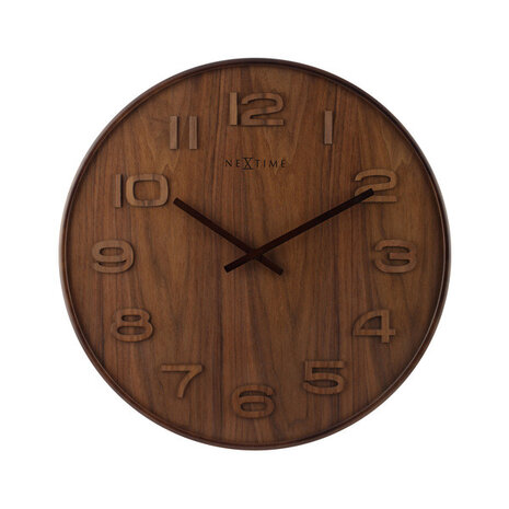 NeXtime NE-3096BR Wandklok Dia. 35 Cm, Hout, Bruin, 'Wood Wood Medium'