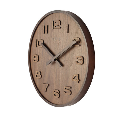 NeXtime NE-3096BR Wandklok Dia. 35 Cm, Hout, Bruin, 'Wood Wood Medium'