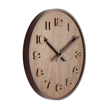 NeXtime NE-3096BR Wandklok Dia. 35 Cm, Hout, Bruin, 'Wood Wood Medium'