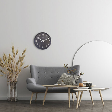 NeXtime NE-3284ZW Grote Wandklok - 50cm- Stille Klok - Walnoot - Zwart - "Precious"