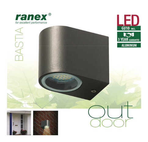 Ranex Ra-5000332 Led Buitenwandlamp van Roestvrijstaal