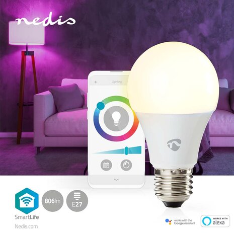 Nedis WIFILRC10E27 Smartlife Multicolour Lamp Wi-fi E27 806 Lm 9 W Rgb / Warm To Cool White Android™ / Ios Peer