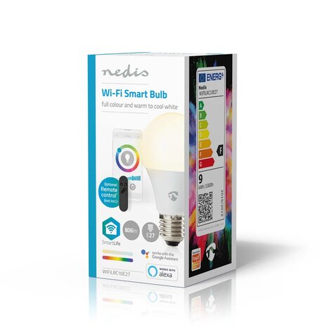 Nedis WIFILRC10E27 Smartlife Multicolour Lamp Wi-fi E27 806 Lm 9 W Rgb / Warm To Cool White Android™ / Ios Peer