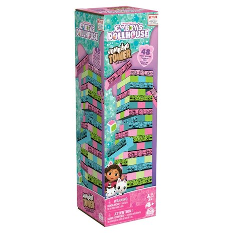 Gabby's Dollhouse Jumbling Tower Blokkentoren Spel met 48 Houten Blokjes