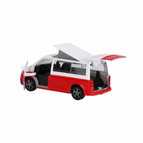 Kids Globe Traffic Die-Cast Volkswagen Transporter Camper 13.5 cm Wit/Rood