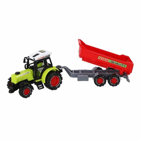 Farmer Trekker met Aanhanger 45 cm Groen/Rood