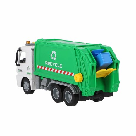 Recycle Vuilniswagen 30 cm + Licht en Geluid Groen/Wit