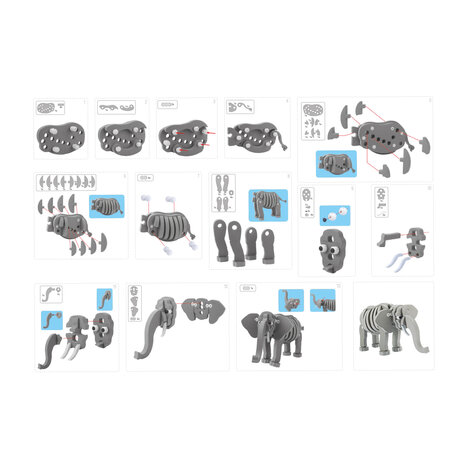 Toi-toys 3D Puzzel Olifant Junior 31,5 Cm Foam Grijs 75-delig