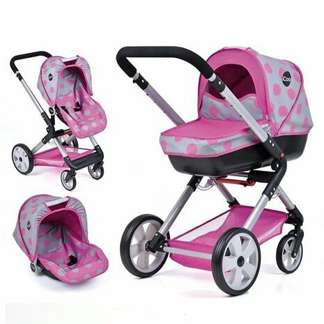 iCoo 4in1 Manhatten Poppenwandelwagen Roze/Zwart