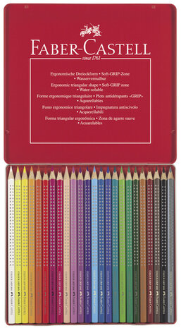 Faber Castell FC-112423 Kleurpotlood Faber-Castell GRIP Metalen Etui A 24 Stuks