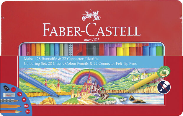 Faber Castell FC-155515 Cadeauset Faber-Castell 53-delig In Metalen Doos