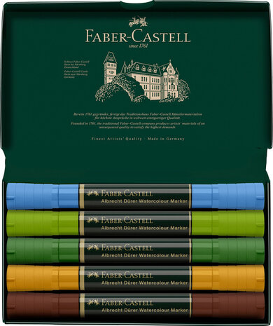 Faber Castell FC-160309 WK25Aquarel Marker FC AlbrechtDürer 5 Stuks Plein Air