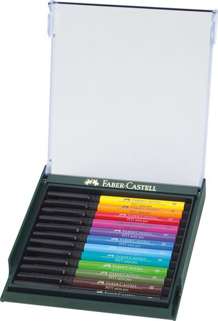 Faber Castell FC-267421 Tekenstift Faber-Castell Pitt Artist Pen Brush Set 12 Stuks Basic