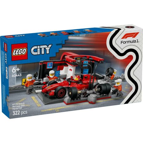 Lego City 60443 F1 Pitstop en Pitcrew met Ferrari