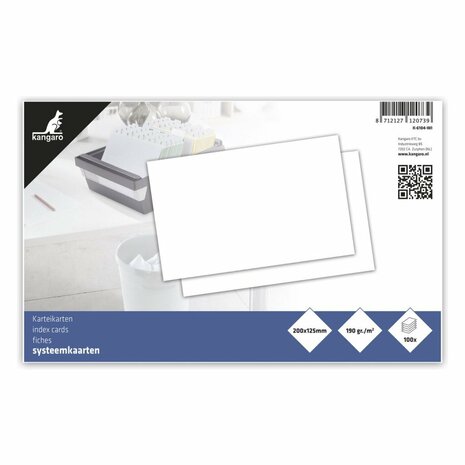 Kangaro K-6104-WI Systeemkaart Blanco 12.5x20 cm 100 Vel Wit