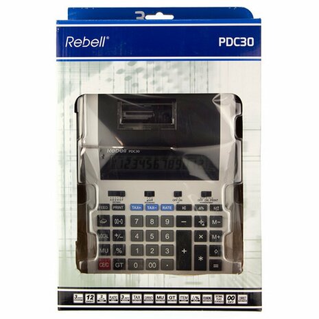 Rebell RE-PDC30-WB Printcalculator PDC30 Wit/Zwart