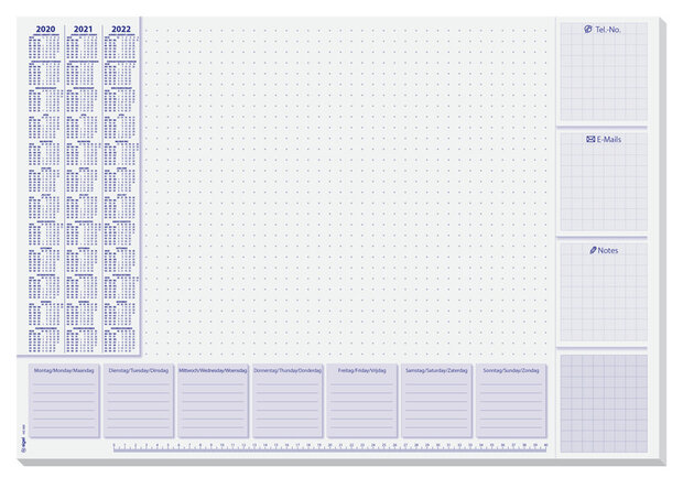 Sigel SI-HO355 Bureauonderleggers 59,5x41cm 30 Vel Met Weekindeling Techniek