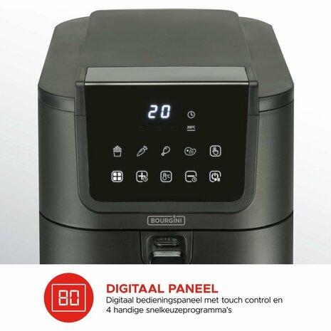 Bourgini Slimfit Airfryer XL 5L 1500W Zwart